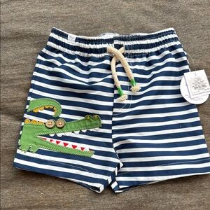 Mud Pie Navy and White Striped Kids Swim Trunks